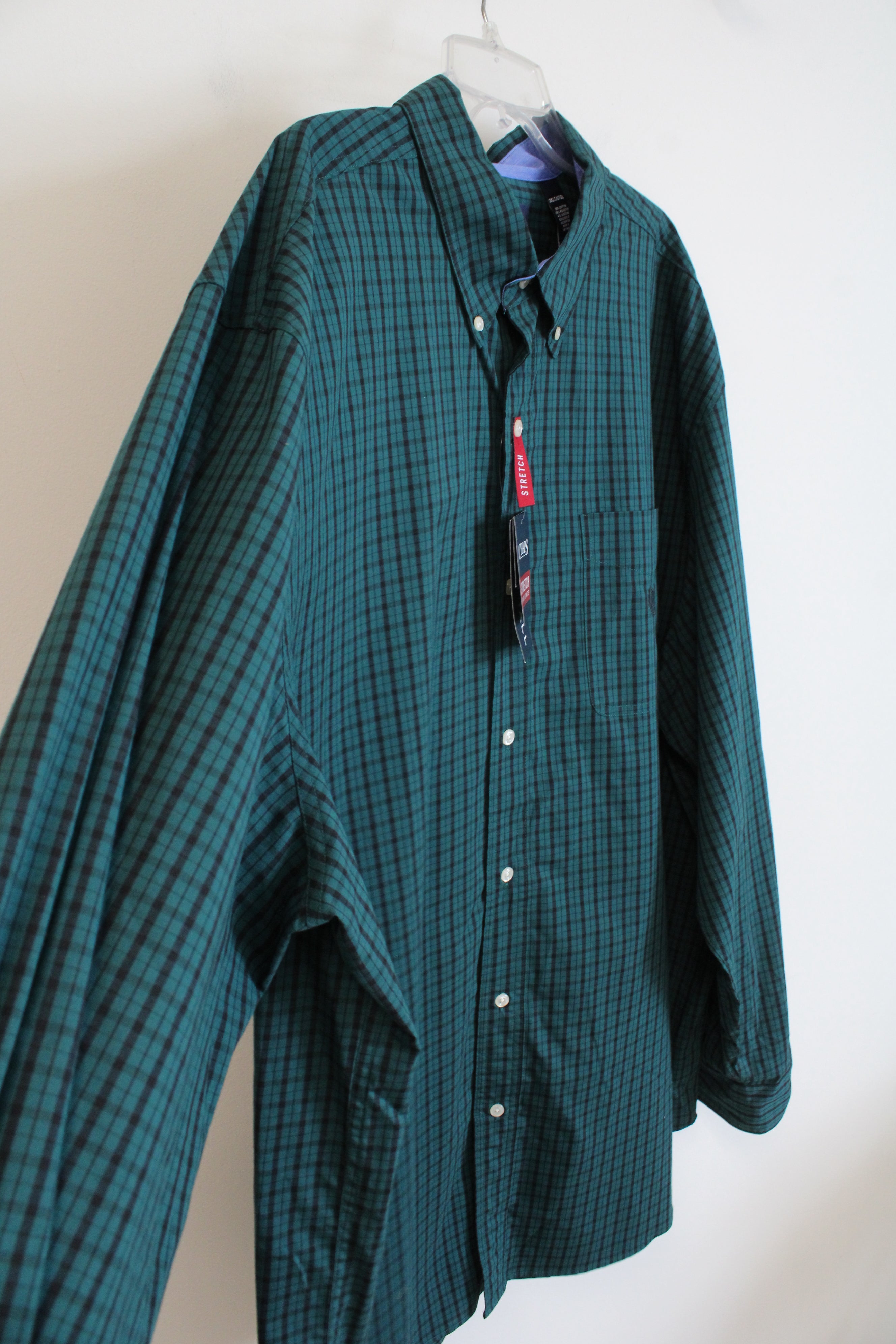 NEW Chaps Green & Black Plaid Button Down Shirt | 3XL