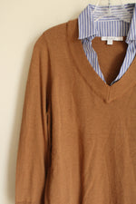 Chico's Brown Sweater Blue Collar Top | 1 (M)