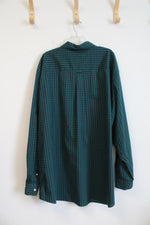NEW Chaps Green & Black Plaid Button Down Shirt | 3XL