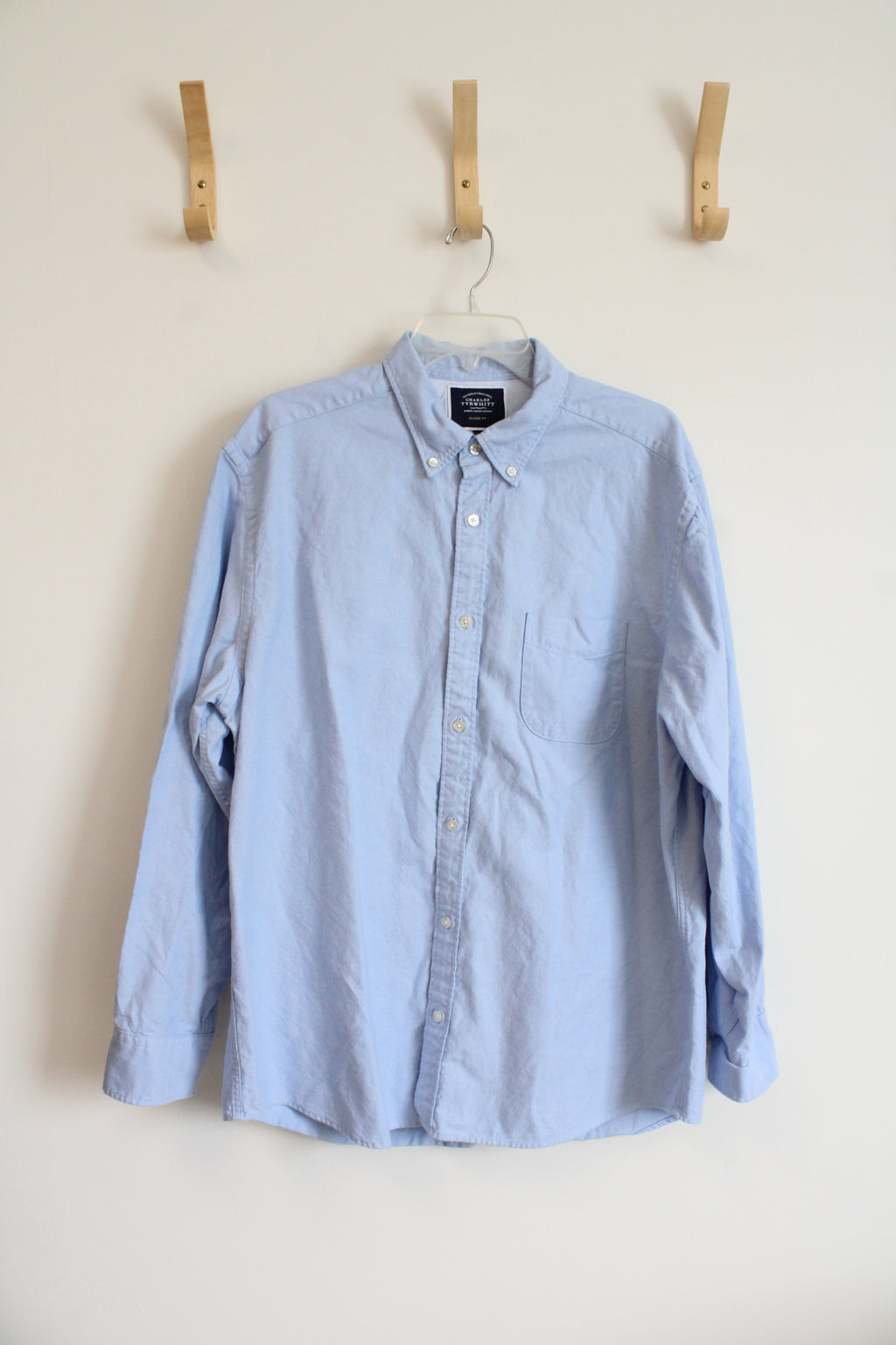 Charles Tyrwhitt Classic Fit Blue Long Sleeved Button Down Shirt | XL