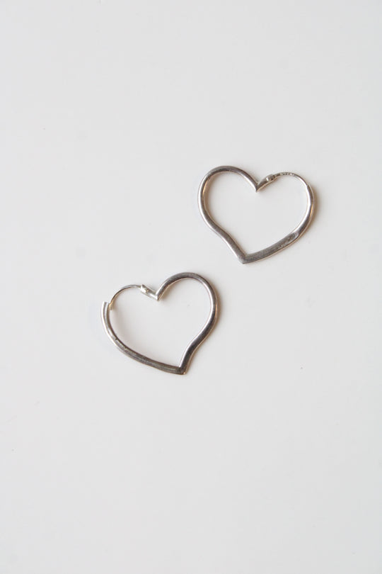 Heart Hoop Sterling Silver Earrings