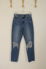 American Eagle Distressed Medium wash Straight leg Mom jeans | 2L