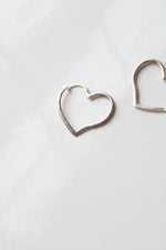 Heart Hoop Sterling Silver Earrings