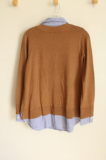 Chico's Brown Sweater Blue Collar Top | 1 (M)