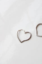 Heart Hoop Sterling Silver Earrings