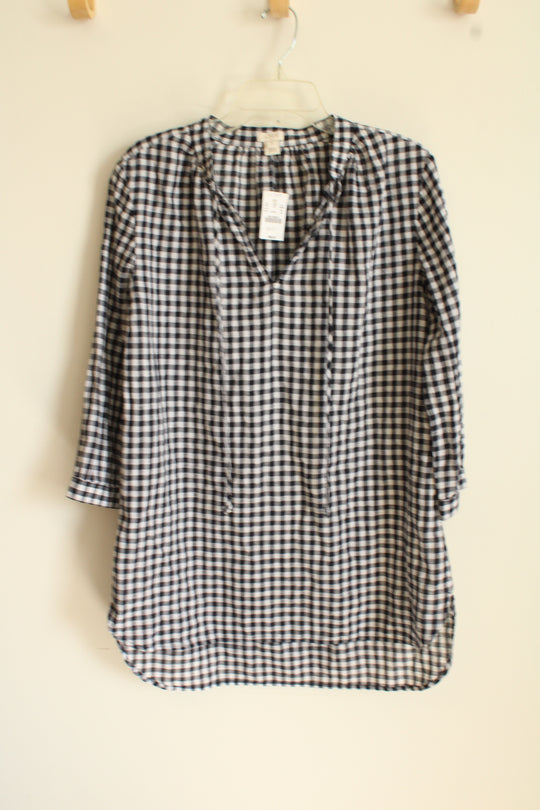 NEW J.Crew Navy Blue Gingham Tunic Dress | XS