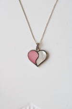 Mother Of Pearl Split Heart Sterling Silver Necklace