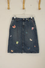 Gap Jeans Butterfly Embroidered Denim Midi Skirt | 4