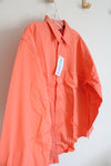 NEW Lands' End Coral Orange Cotton Button Down Shirt | L