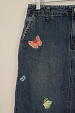 Gap Jeans Butterfly Embroidered Denim Midi Skirt | 4