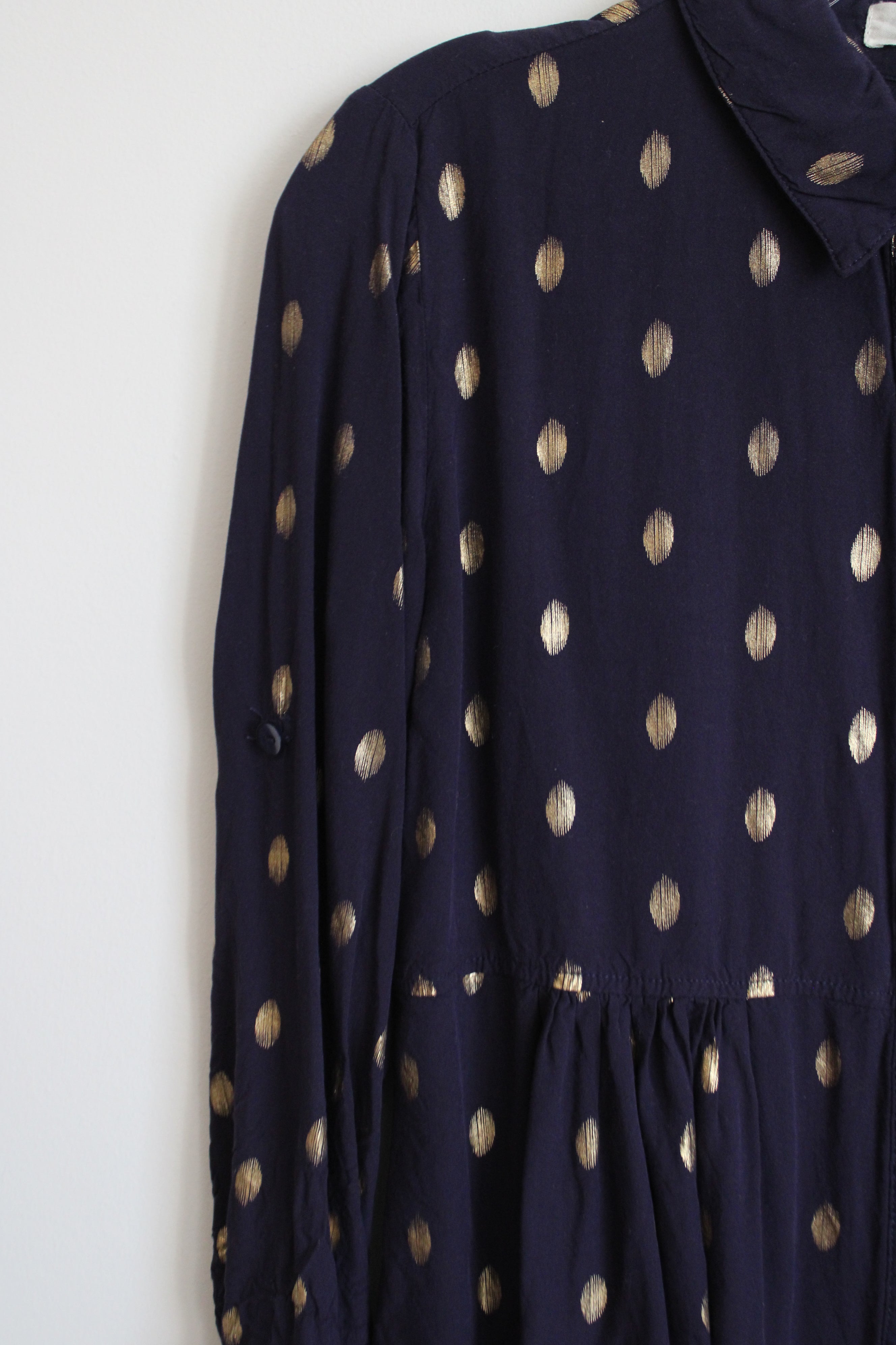 Solitaire Navy Blue Gold Dotted Top | S