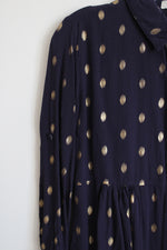 Solitaire Navy Blue Gold Dotted Top | S