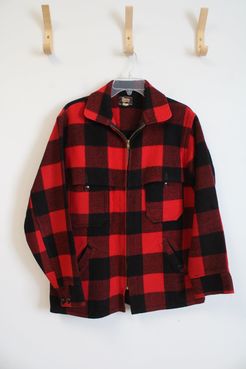 Woolrich Vintage Red & Black Buffalo Plaid Wool Hunting Jacket | L