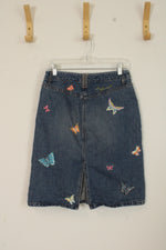 Gap Jeans Butterfly Embroidered Denim Midi Skirt | 4