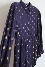 Solitaire Navy Blue Gold Dotted Top | S