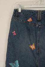 Gap Jeans Butterfly Embroidered Denim Midi Skirt | 4