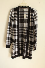 NEW Maurices Black & White Plaid Long Cardigan | S