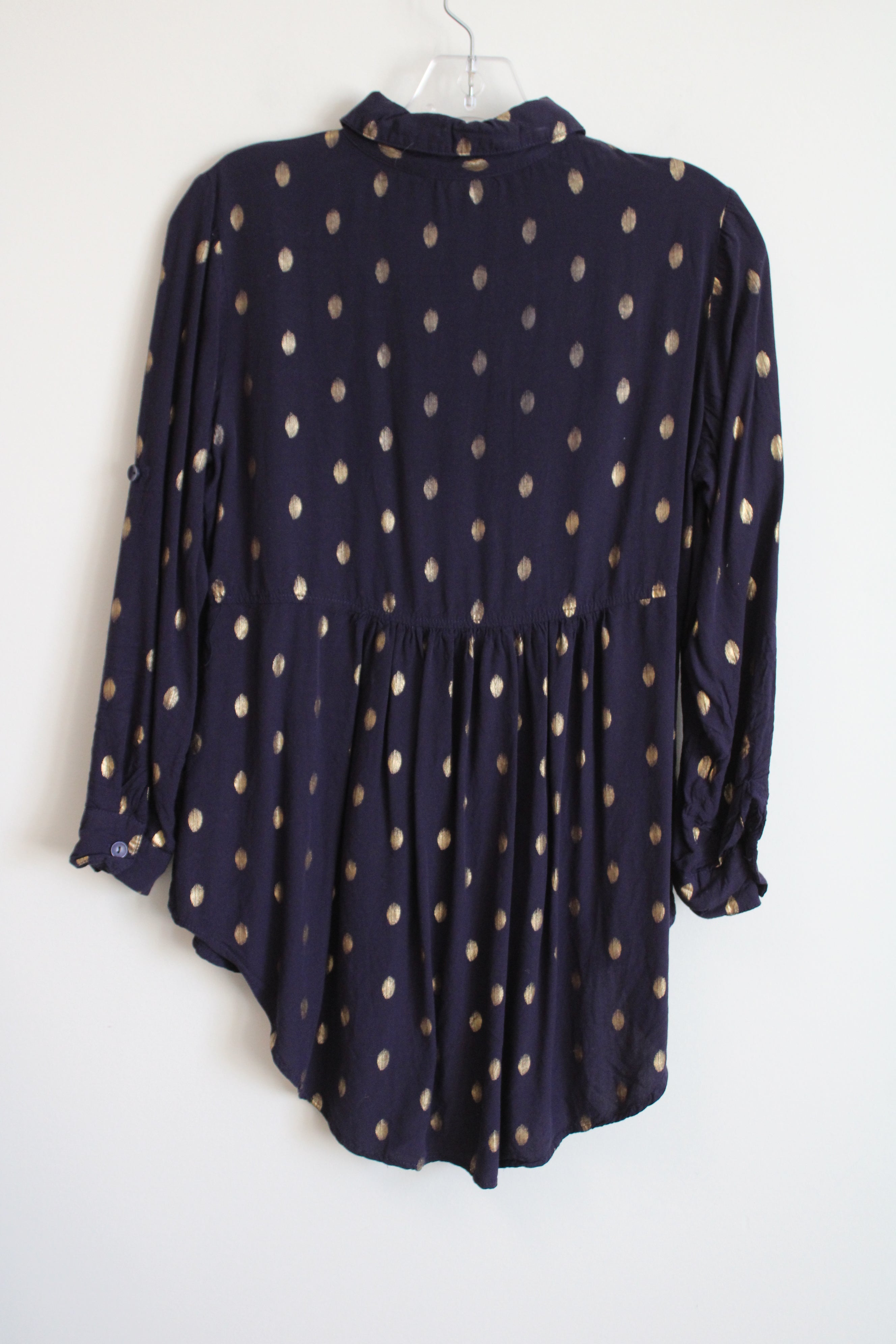 Solitaire Navy Blue Gold Dotted Top | S