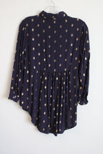 Solitaire Navy Blue Gold Dotted Top | S