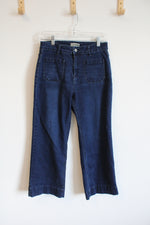 Luvamia Blue Cropped Wide Leg Denim Jeans with Patch Pockets | M