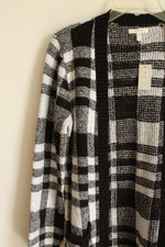 NEW Maurices Black & White Plaid Long Cardigan | S
