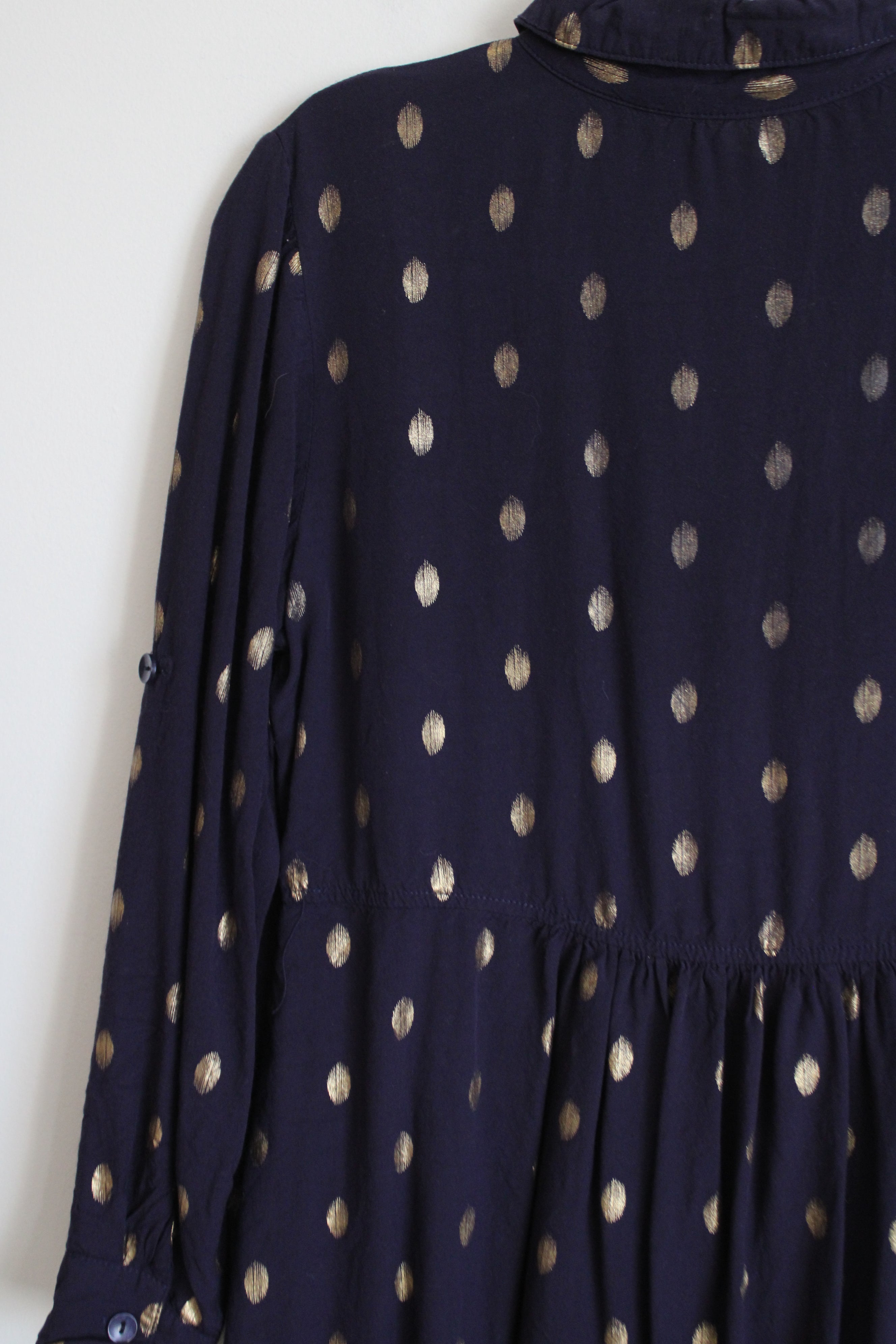 Solitaire Navy Blue Gold Dotted Top | S