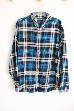 American Eagle Prep Fit Blue Plaid Flannel Shirt | XXL