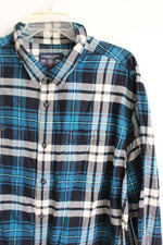 American Eagle Prep Fit Blue Plaid Flannel Shirt | XXL