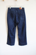 Luvamia Blue Cropped Wide Leg Denim Jeans with Patch Pockets | M