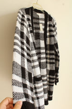 NEW Maurices Black & White Plaid Long Cardigan | S