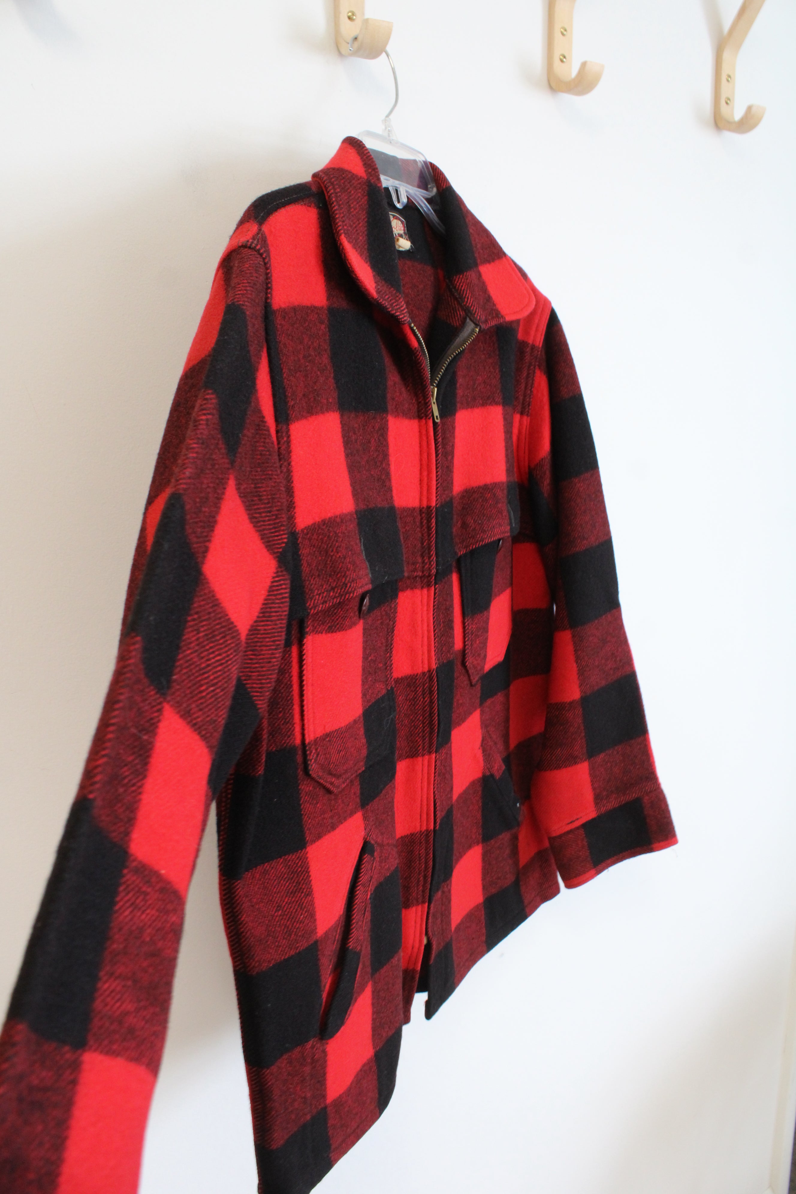 Woolrich Vintage Red & Black Buffalo Plaid Wool Hunting Jacket | L