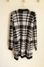 NEW Maurices Black & White Plaid Long Cardigan | S