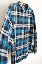 American Eagle Prep Fit Blue Plaid Flannel Shirt | XXL