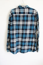 American Eagle Prep Fit Blue Plaid Flannel Shirt | XXL