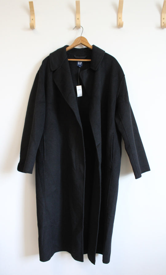 NEW Gap Black Wool Blend Coat | L