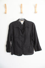 Talbots Black Button Down Linen Top | 6