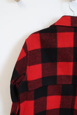 Woolrich Vintage Red & Black Buffalo Plaid Wool Hunting Jacket | L