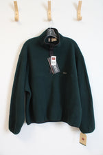 NEW Woolrich Emerald Green Fleece 1/4 Buttoned Sweatshirt | XL