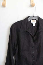 Talbots Black Button Down Linen Top | 6
