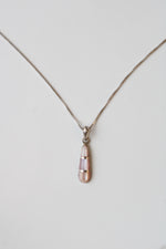 Pink Tone Mother Of Pearl Sterling Silver Drop Pendant Necklace