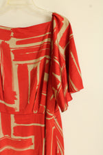 NEW Banana Republic Brick Red & Tan Satin Dress | 18