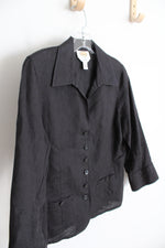 Talbots Black Button Down Linen Top | 6