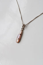 Pink Tone Mother Of Pearl Sterling Silver Drop Pendant Necklace