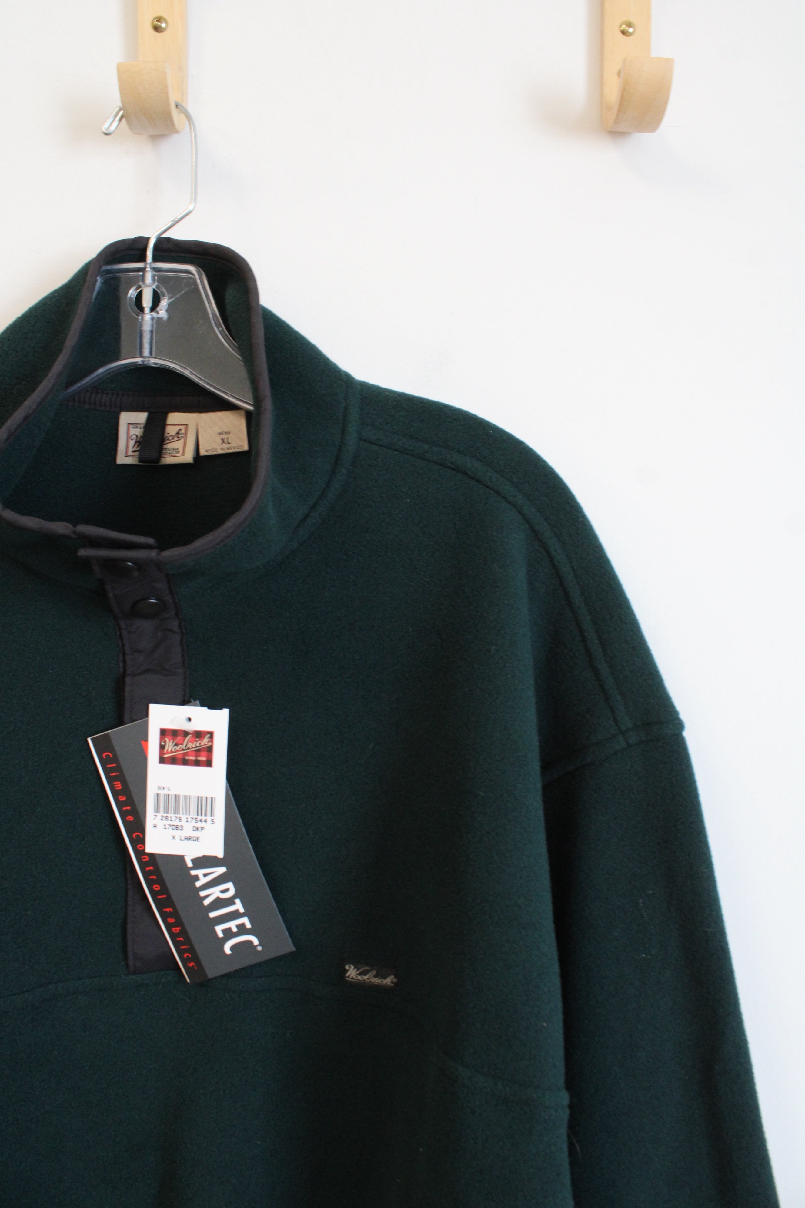 NEW Woolrich Emerald Green Fleece 1/4 Buttoned Sweatshirt | XL