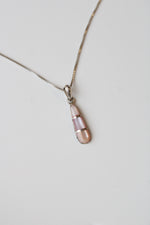 Pink Tone Mother Of Pearl Sterling Silver Drop Pendant Necklace