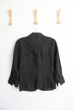 Talbots Black Button Down Linen Top | 6