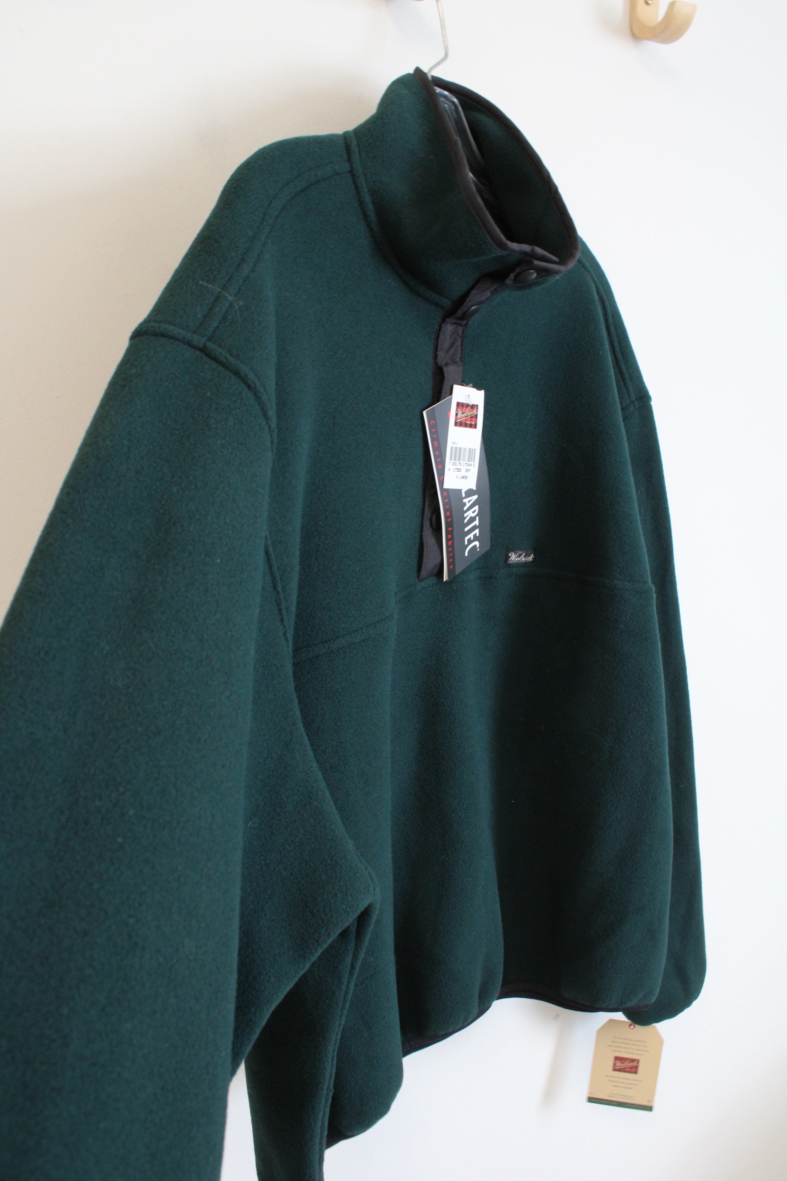 NEW Woolrich Emerald Green Fleece 1/4 Buttoned Sweatshirt | XL