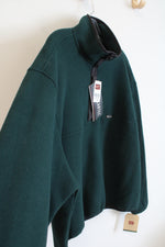 NEW Woolrich Emerald Green Fleece 1/4 Buttoned Sweatshirt | XL