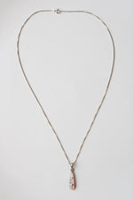 Pink Tone Mother Of Pearl Sterling Silver Drop Pendant Necklace