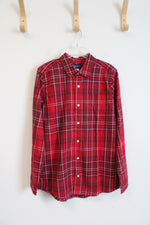 Children's Place Red & White Plaid Button Down Shirt | Youth 16 (XXL)